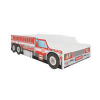 KINDERBETT Fire weiß / Motiv Feuerwehrauto 84 / 165 / 43cm - Rot/Weiß, Holz/Holzwerkstoff (80/160cm) - Feldmann-Wohnen
