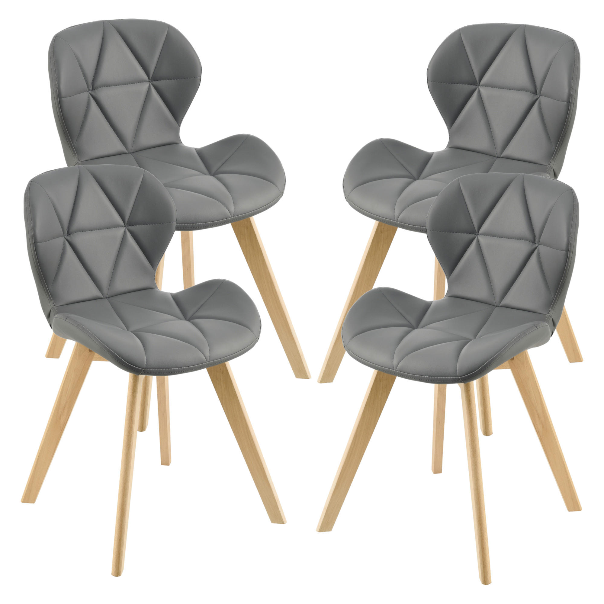 ESSZIMMERSTUHL-SET 4 TLG. Älmhult - Grau, Leder (47/78/52cm) - [en.casa]