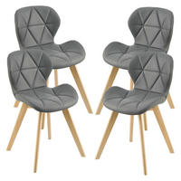 ESSZIMMERSTUHL-SET 4 TLG. Älmhult - Grau, Leder (47/78/52cm) - [en.casa]