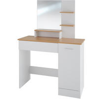 SCHMINKTISCH Zoe,90 x 40 x 137,5 cm,weiß/buche - Weiß/Honig, Holzwerkstoff (40/138.5/90cm) - tectake