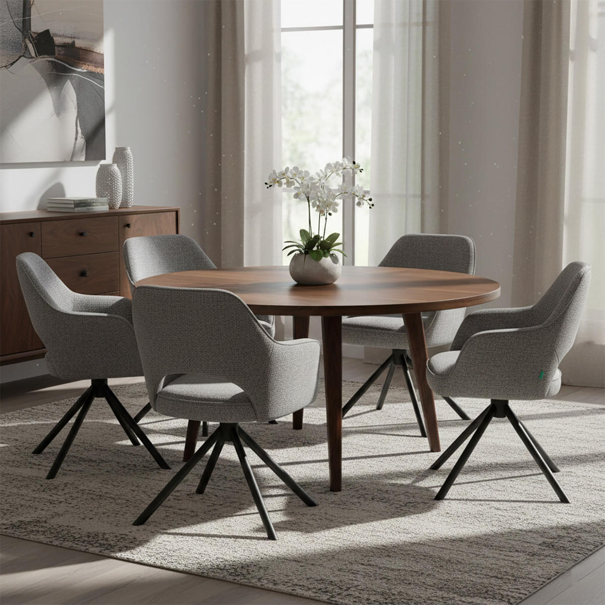 DREHSTUHL Mika-Ben 2er-Set - Dunkelgrau/Schwarz, Textil/Metall (60/87/65cm) - DUBI Möbel