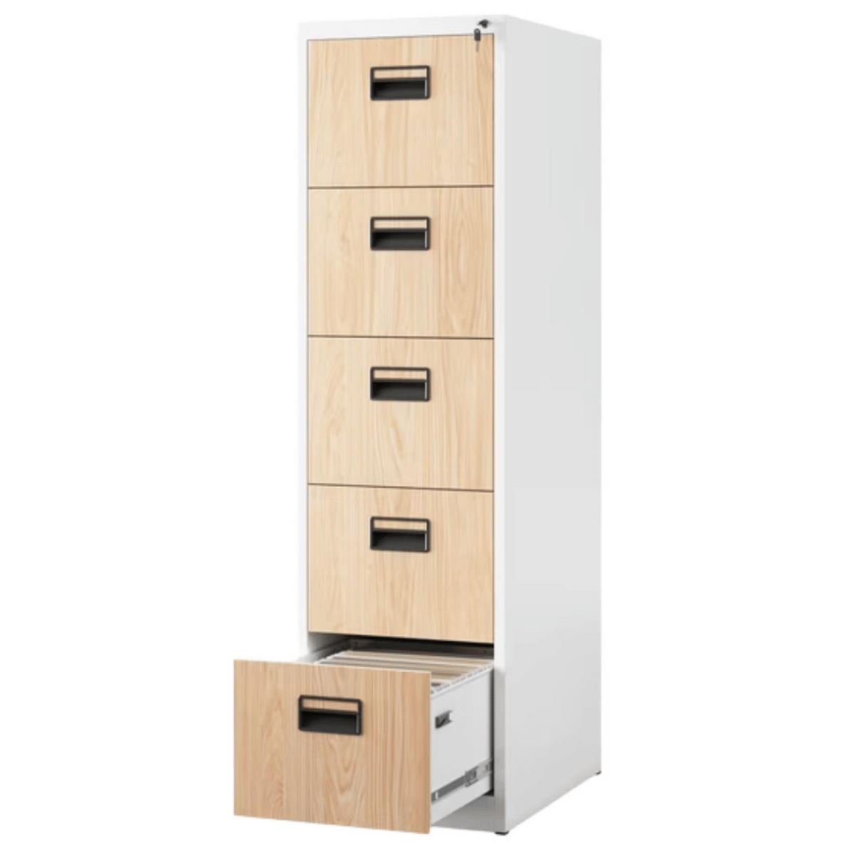 HÄNGEREGISTERSCHRANK abschließbar TION 5 Schubladen 163x46x62cm Weiß-Sonoma Eiche - Weiß, Metall (46/163/62cm) - DELUKE