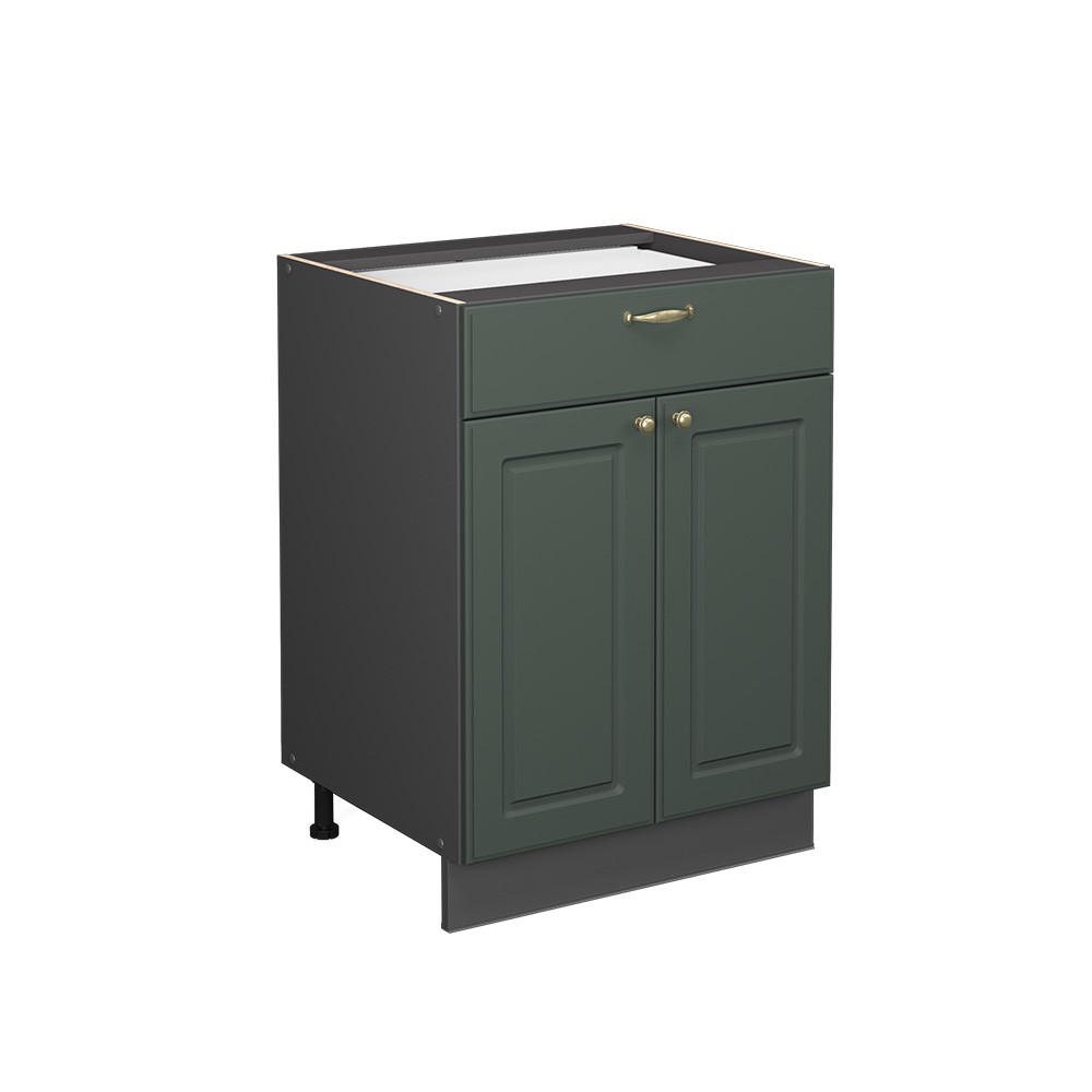 KÜCHENUNTERSCHRANK Fame-Line Grün-Gold Landhaus 60 cm mit Schublade ohne AP - Anthrazit/Grün, Holzwerkstoff (60/82/51.6cm) - Vicco