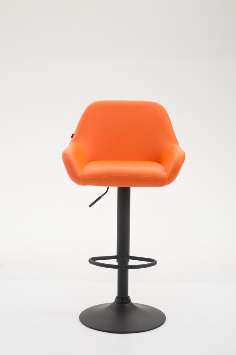 BARHOCKER DUBLIN Orange Kunstleder Schwarz - Orange, Leder/Metall (51/89/52cm) - DELUKE