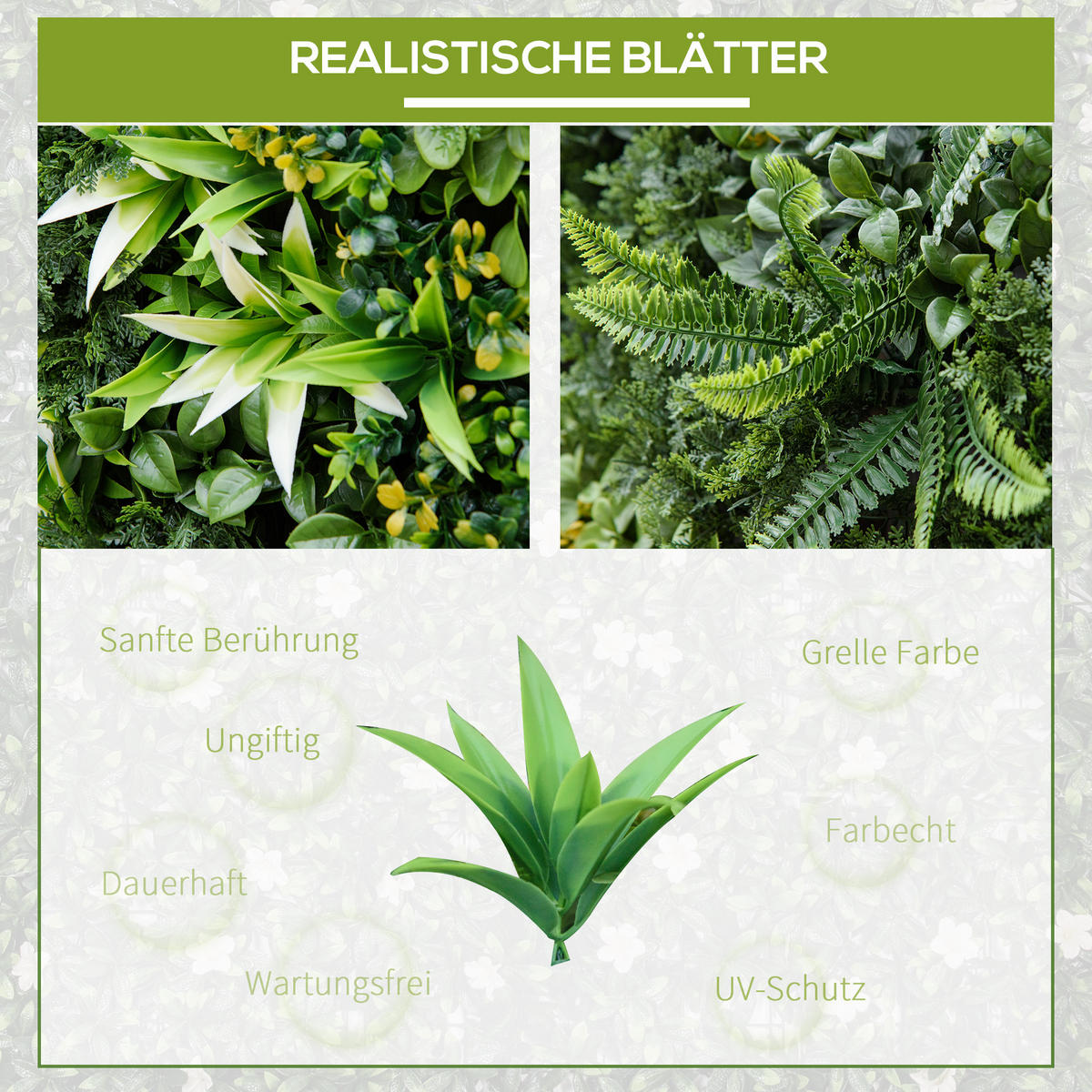KÜNSTLICHES Pflanzenwand Hecke, PE, Grün - Grün, Kunststoff (50/7/50cm) - Outsunny