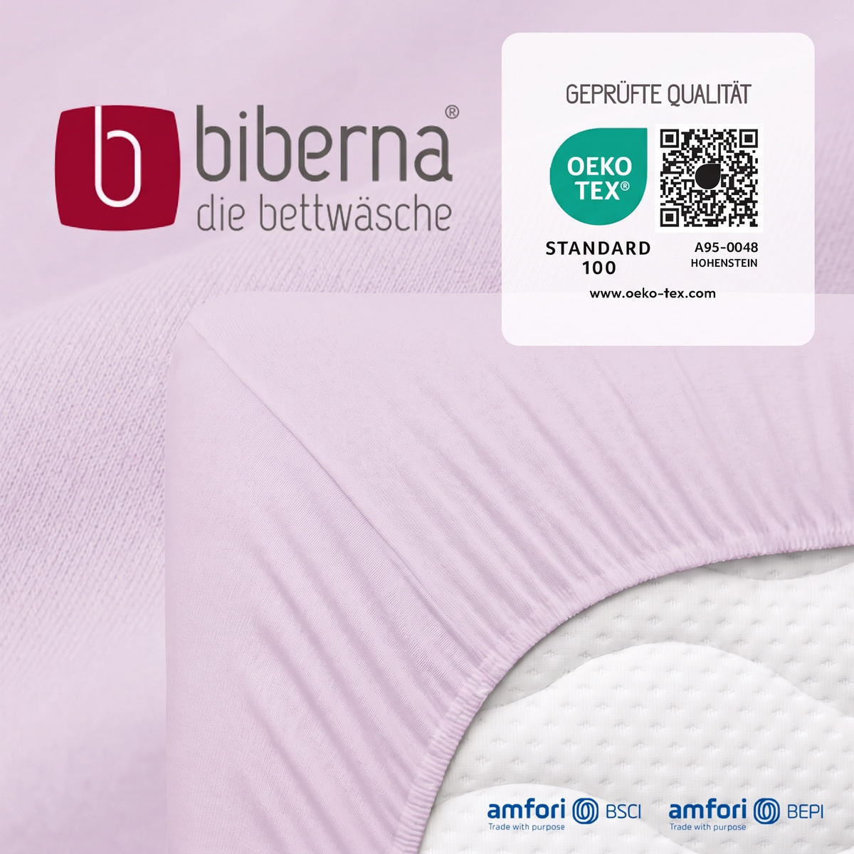 SPANNBETTTUCH Basic Jersey flieder, 180x200 cm - 200x200 cm - Flieder, Textil (200/200cm) - biberna