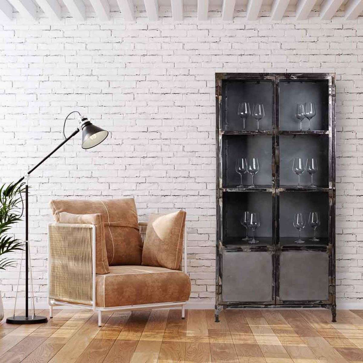 VITRINE 4523317352 aus Metal 90x40x190 cm - Grau, Metall (90/190/40cm) - Wanderlust