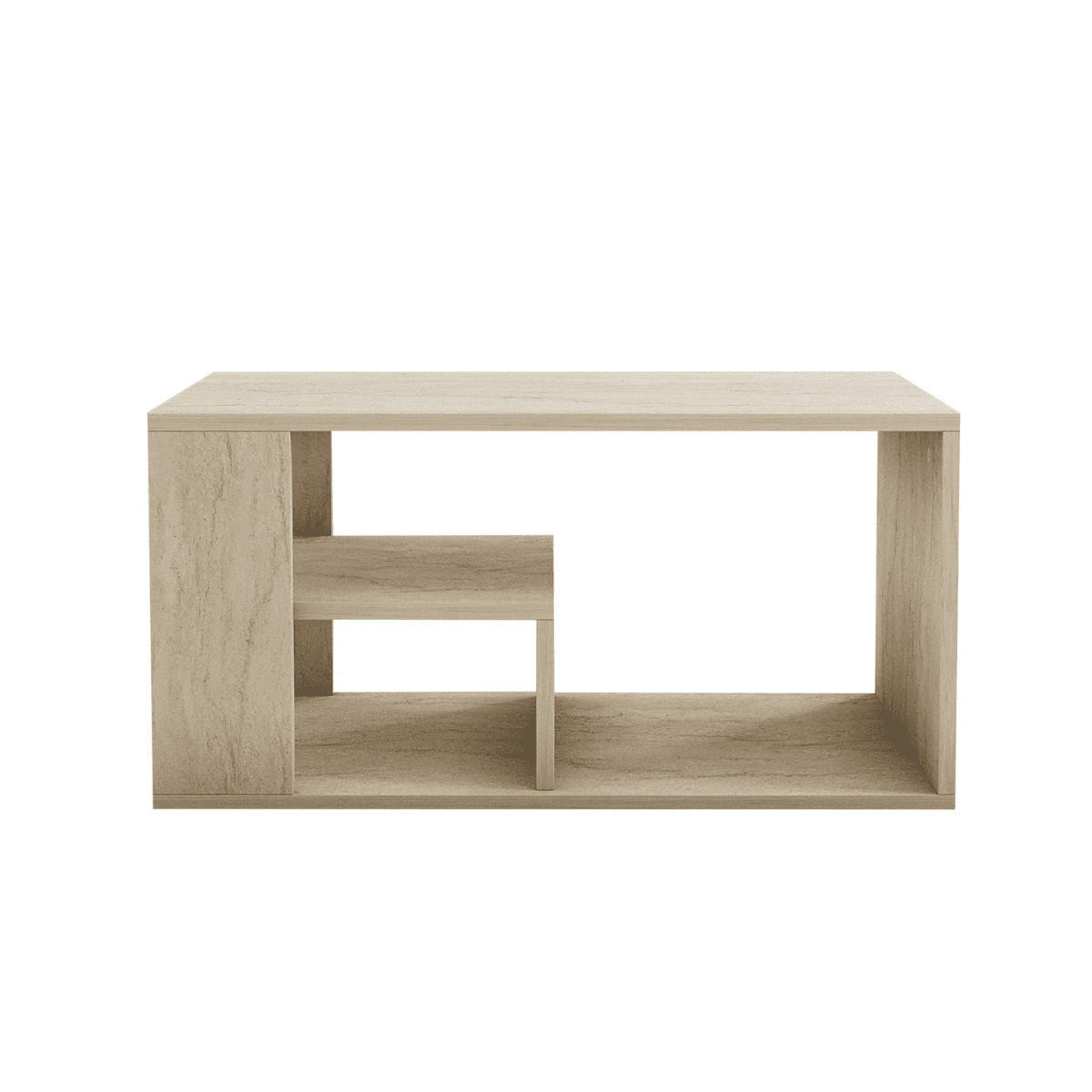 COUCHTISCH mit regalböden, travertin-dekor - eros 80/40/50 cm - Beige, Holzwerkstoff (80/40/50cm) - Calicosy