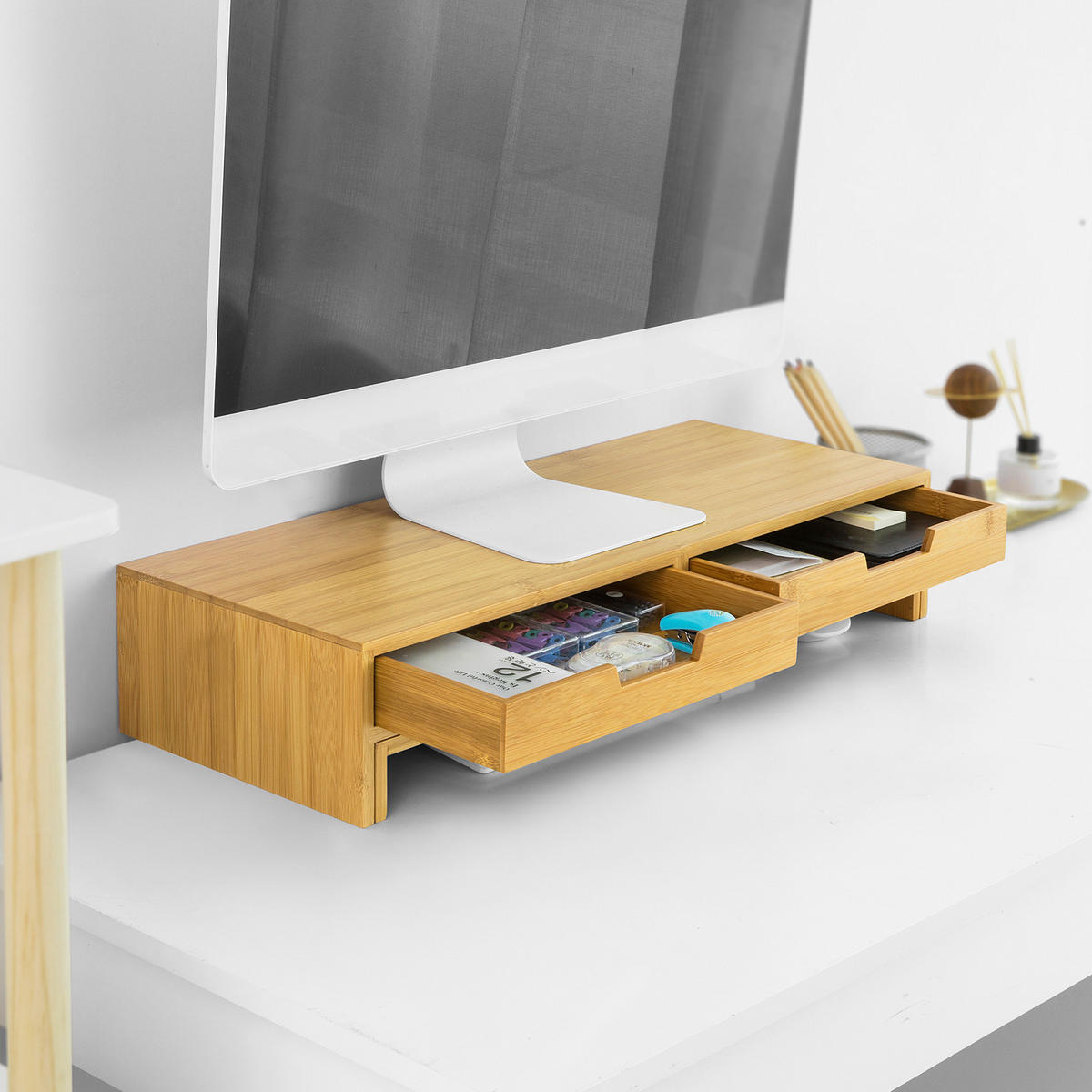 MONITORSTÄNDER Natur - Naturfarben, Holz (22/108/11cm) - SoBuy