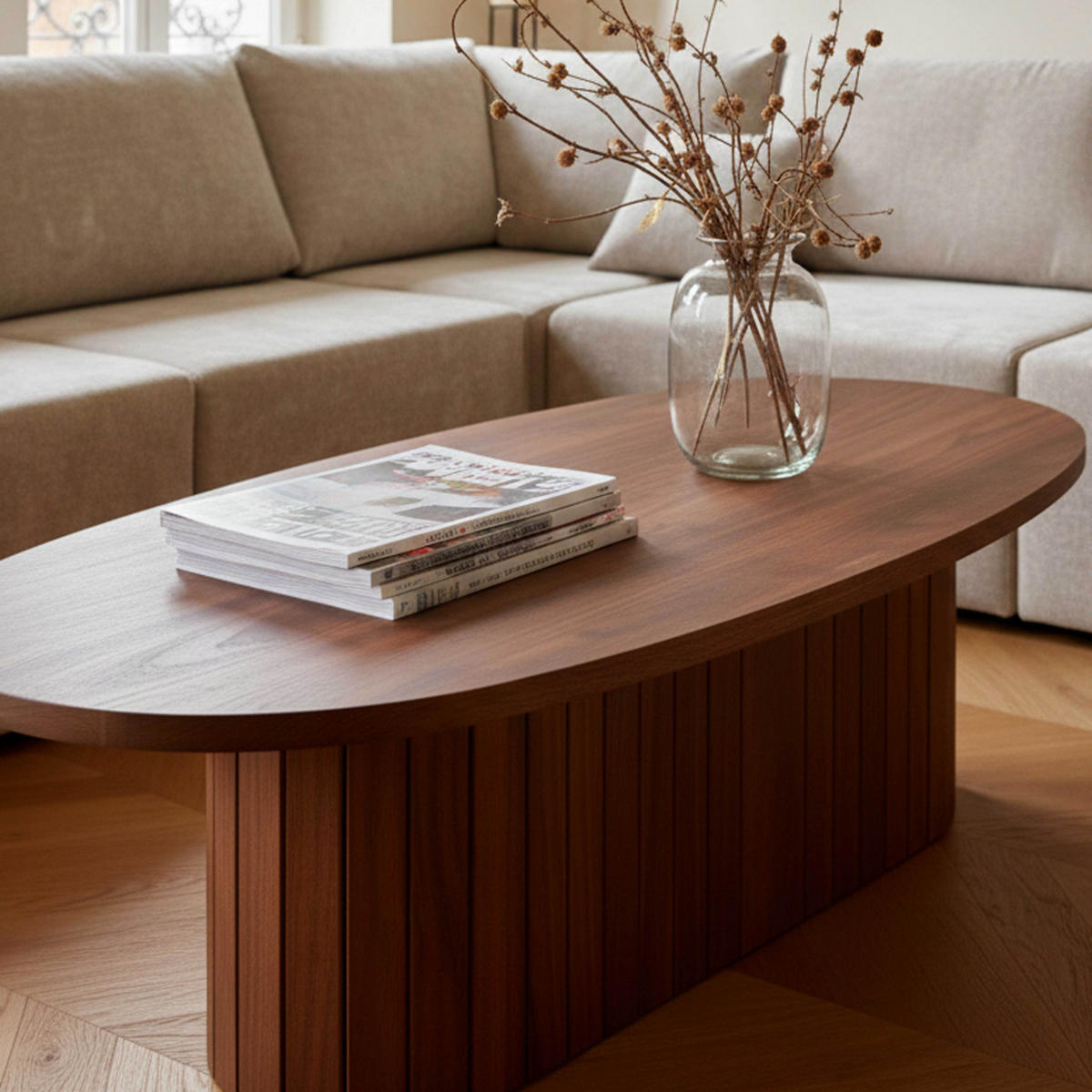 COUCHTISCH, Braun - Braun, Holz (60/120/35cm) - Oviala