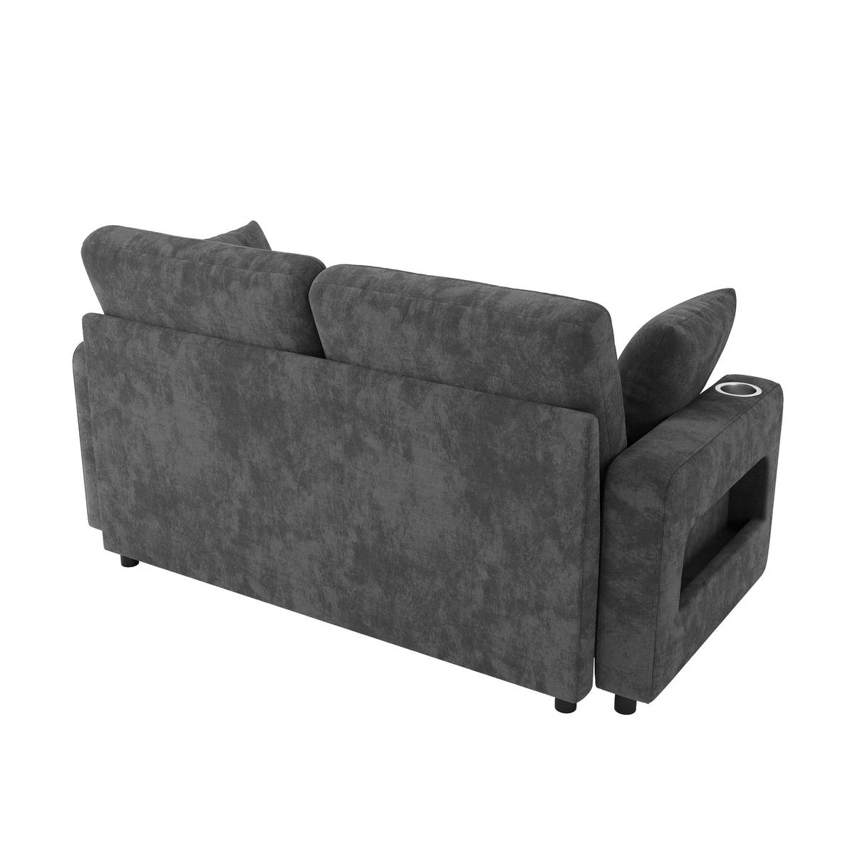 SOFA NA RAZVLAČENJE 2-sjedalo u sivoj boji s funkcijom razvlačenja, chenille - siva/crna, drvni materijal/tekstil (141.5/83.5/131cm) - CHICFURN