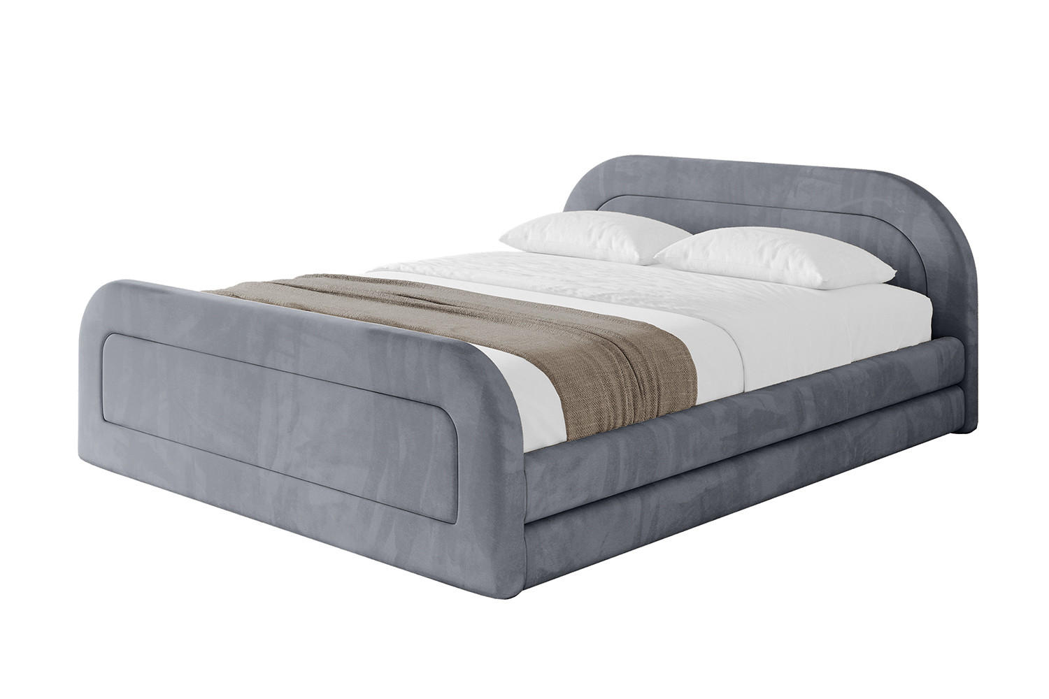 POLSTERBETT mit Bettkasten, Fußteil und Lattenrost, Boxbett mit Matratze H3/H4 - LERIS-v1-Z 120x200 Grau - Grau, Holzwerkstoff/Textil (120/200cm) - ALTDECOR