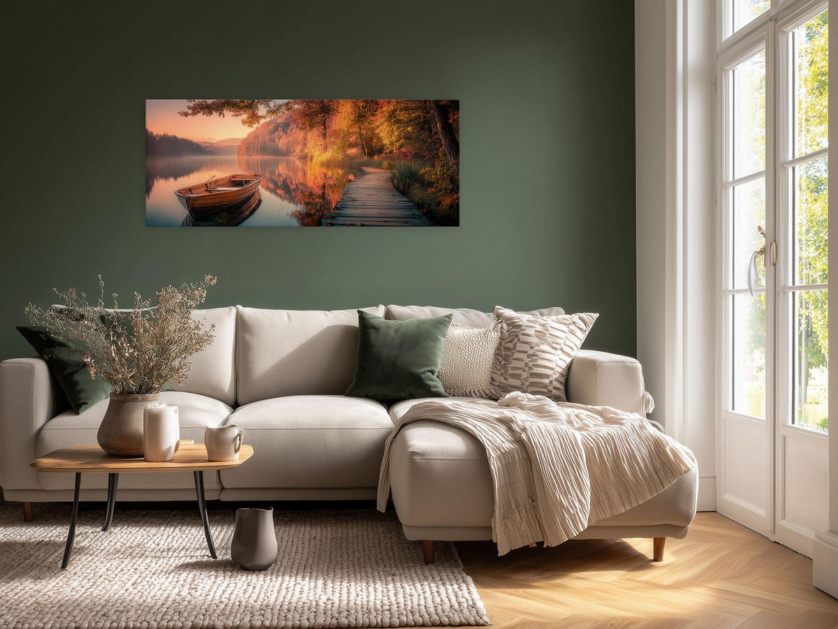 GLASBILD 125x50 cm See Landschaft - Beige, Glas (125/50cm) - artissimo