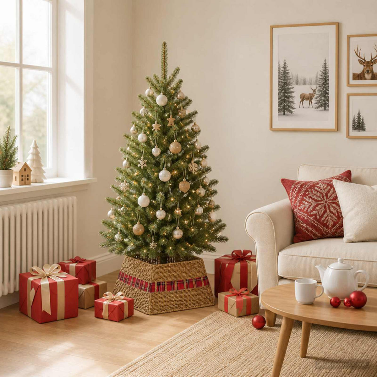 WEIHNACHTSBAUMKRAGEN 50/50/25 cm Braun Seegras - Braun, Naturmaterialien (50/25/50cm) - vidaXL
