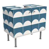 WASCHBECKENUNTERSCHRANK Fliesen mit Halbkreisen Blau 60/55/35 cm - Blau, Holzwerkstoff (60/55/35cm) - Bilderwelten