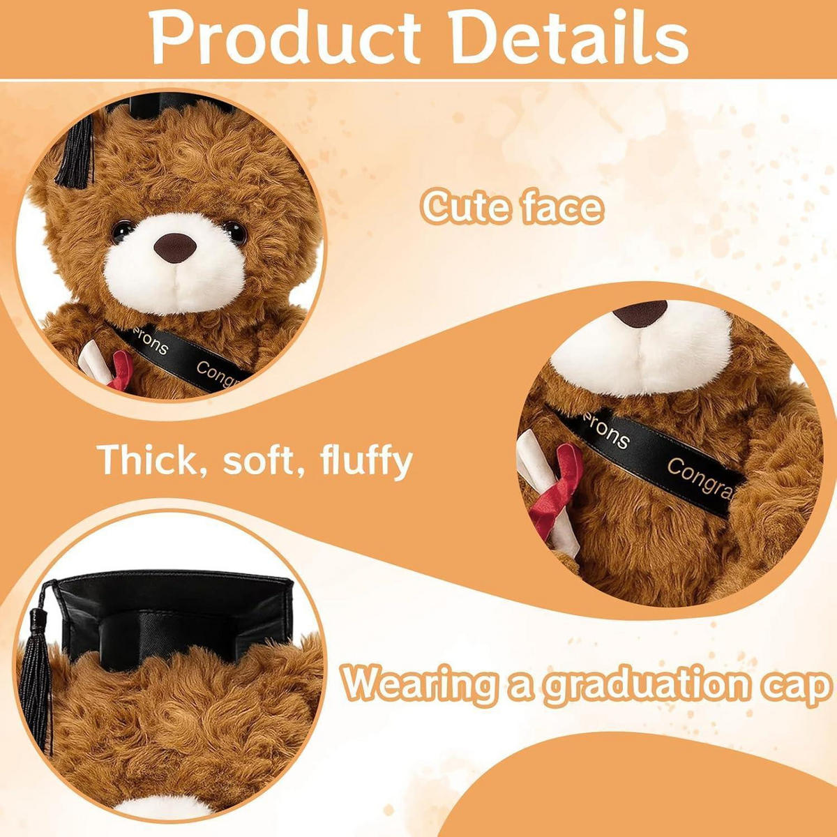 STOFFTIER Bär mit Doktorhut und Urkunde 23 cm - Braun, Textil (10/10cm)
