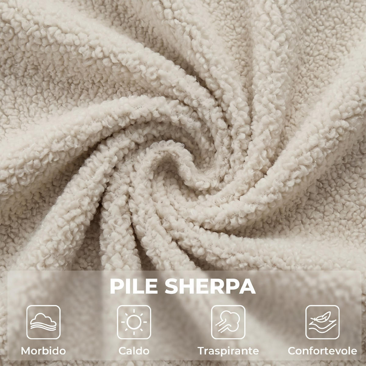 SCHAUKELSTUHL Sherpa Fußstütze Seitentaschen Creme - Creme, Textil (97/100/72cm) - Vallsero