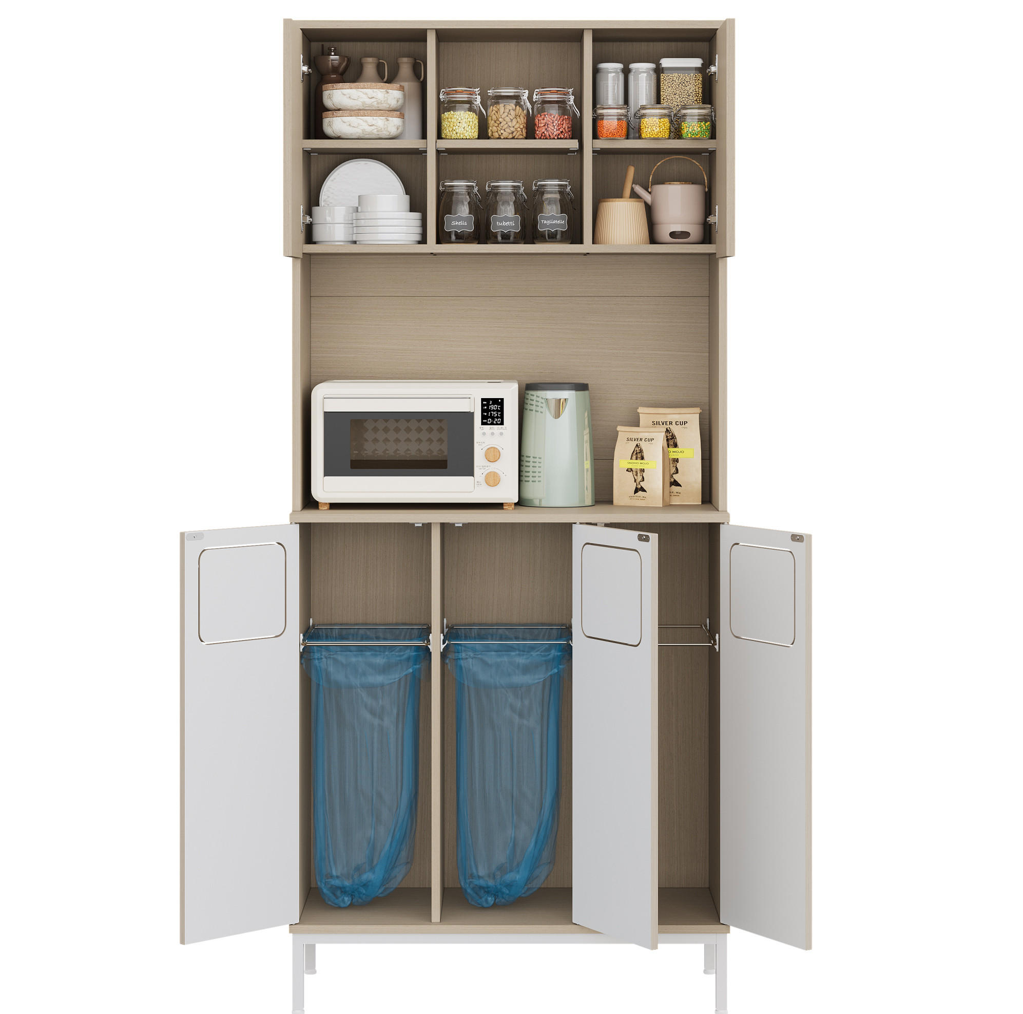 BUFFET 80/181/35 cm Weiß aus MDF mit Mikrowellenfach - Weiß, Holzwerkstoff (35/181/80cm) - OKMYHOME