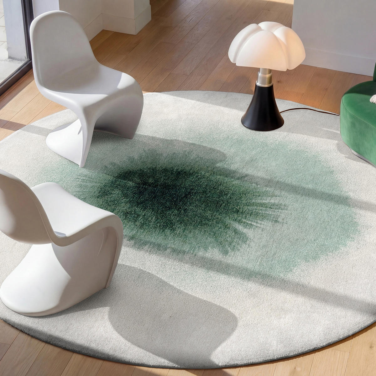 TEPPICH Green Day Meditation Drop 140/140 cm - Grün, Kunststoff/Textil (140/140cm) - Louis De Poortere