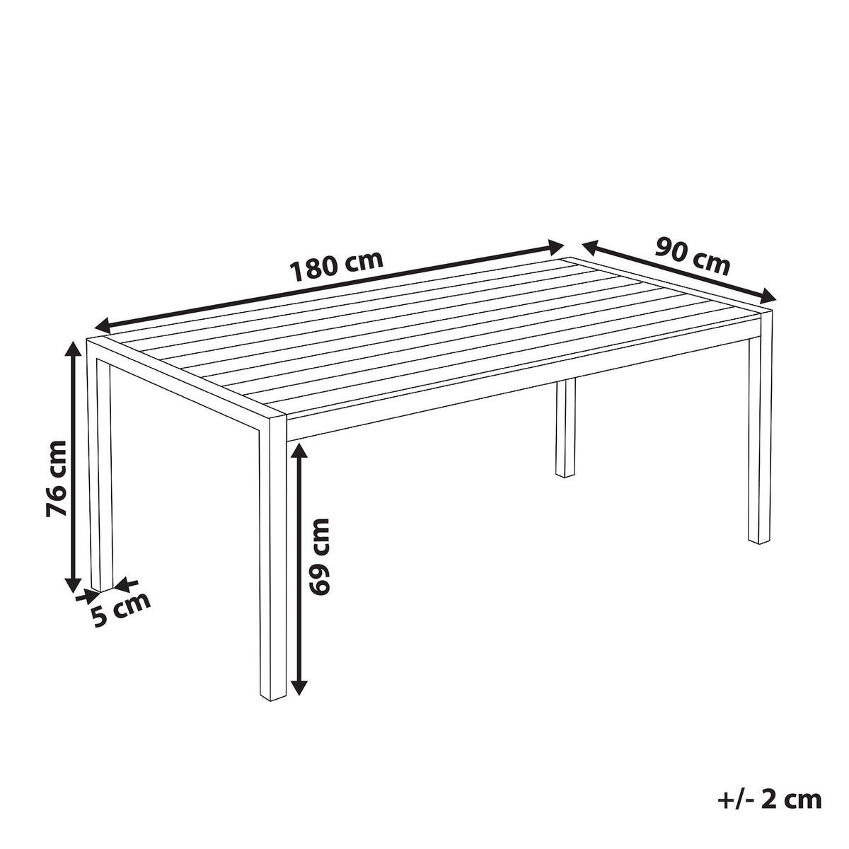 GARTENTISCH Aluminium schwarz 180/90 cm Vernio - Schwarz, Holz (180/90/76cm) - Beliani