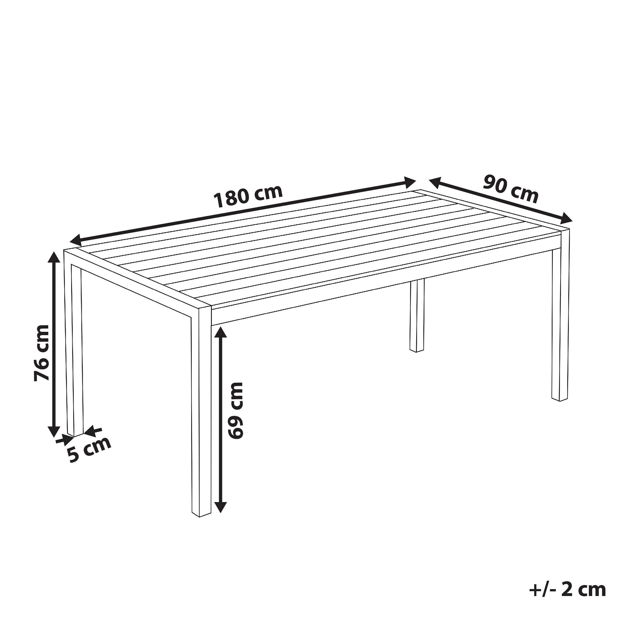Thumbnail - Beliani Gartentisch, Braun, Metall, Rechteckig, 90x76x180 cm, Gartenmöbel, Gartentische, Gartentische