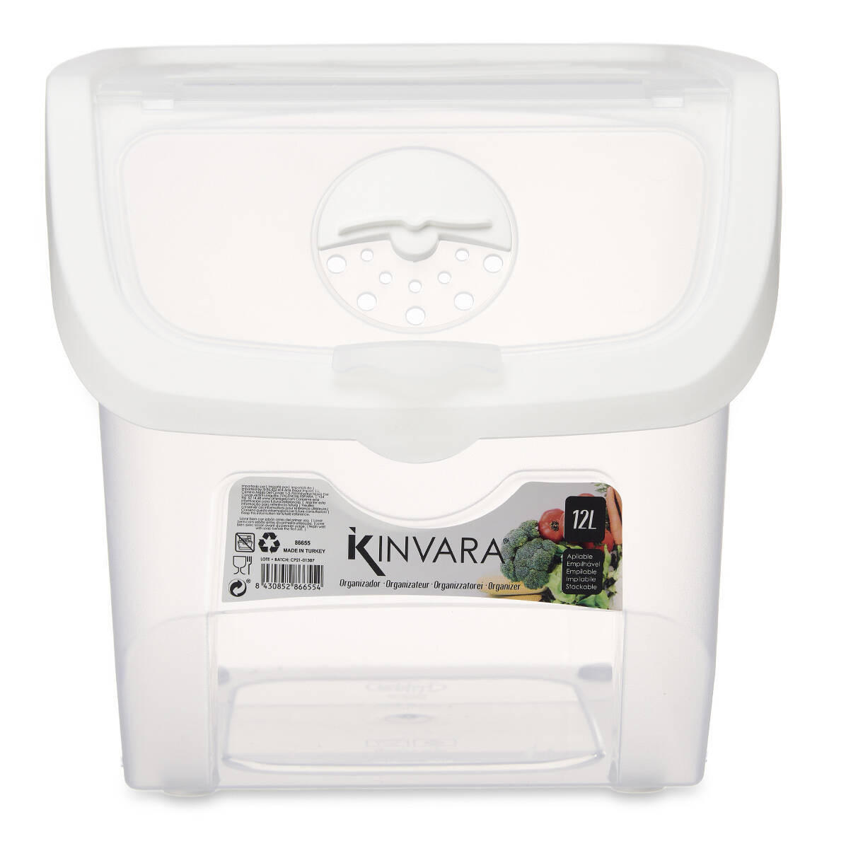 GEMÜSEBEHÄLTER 12 l - Weiß, Kunststoff (31/24/23.5cm) - Kinvara