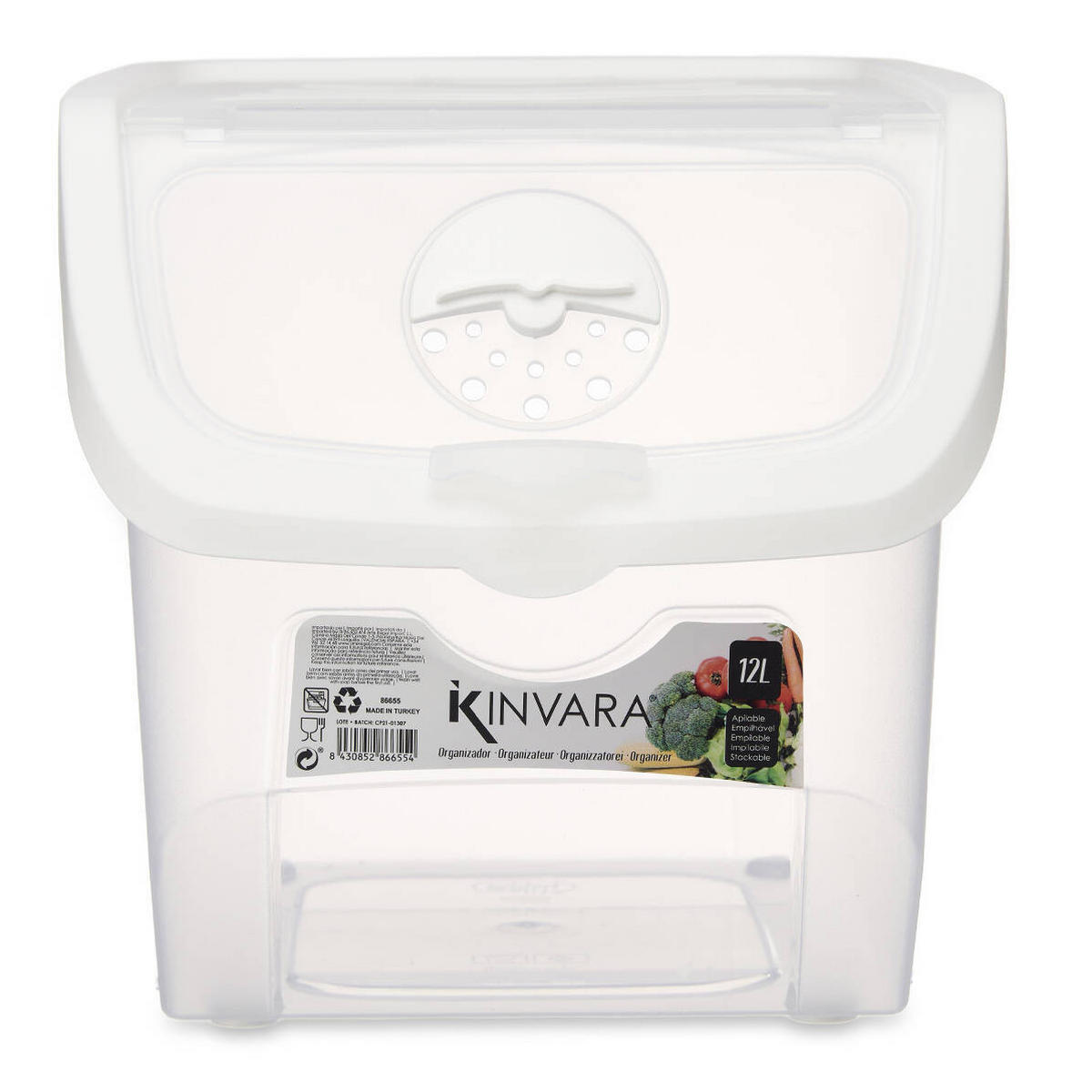 GEMÜSEBEHÄLTER 12 l - Weiß, Kunststoff (31/24/23.5cm) - Kinvara