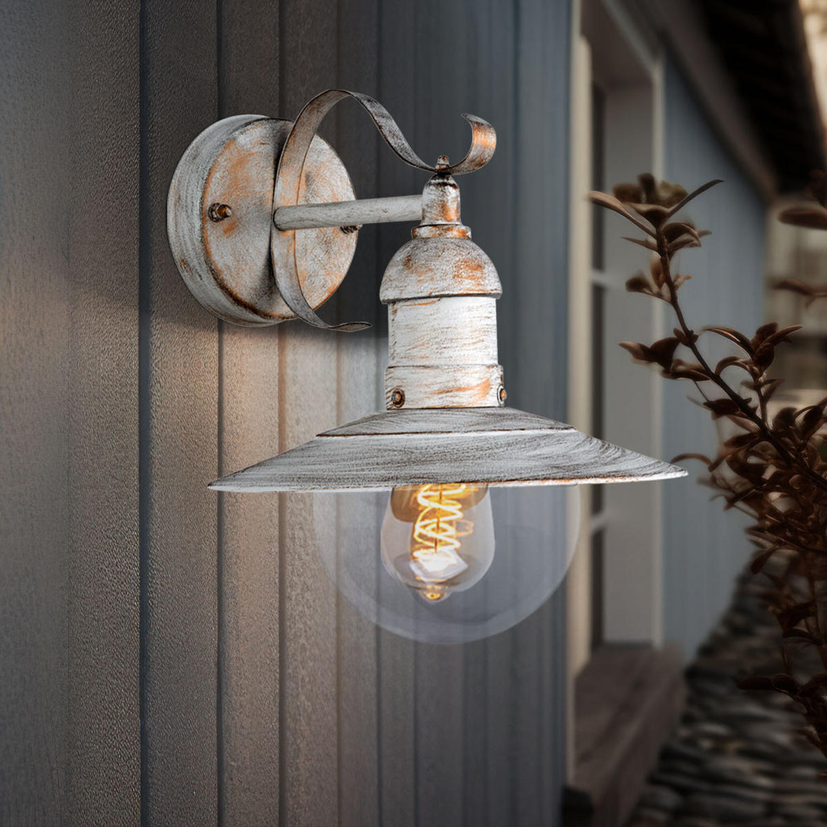 WANDLEUCHTE Landhausstil Weiß Gold - Weiß, Metall (27.2/24/25.6cm)