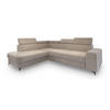 ECKSOFA ALVORO L-S Beige Boucle-Stoff mit Schlaffunktion - Beige, Holz (253/190cm) - MASSENO