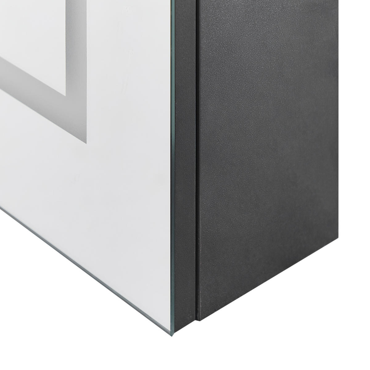 KOUPELNOVÁ ZRCADLOVÁ SKŘÍŇKA LED 60/60 cm Černá Mazarredo - černá/stříbrná, kompozitní dřevo (60/60/12cm) - Beliani