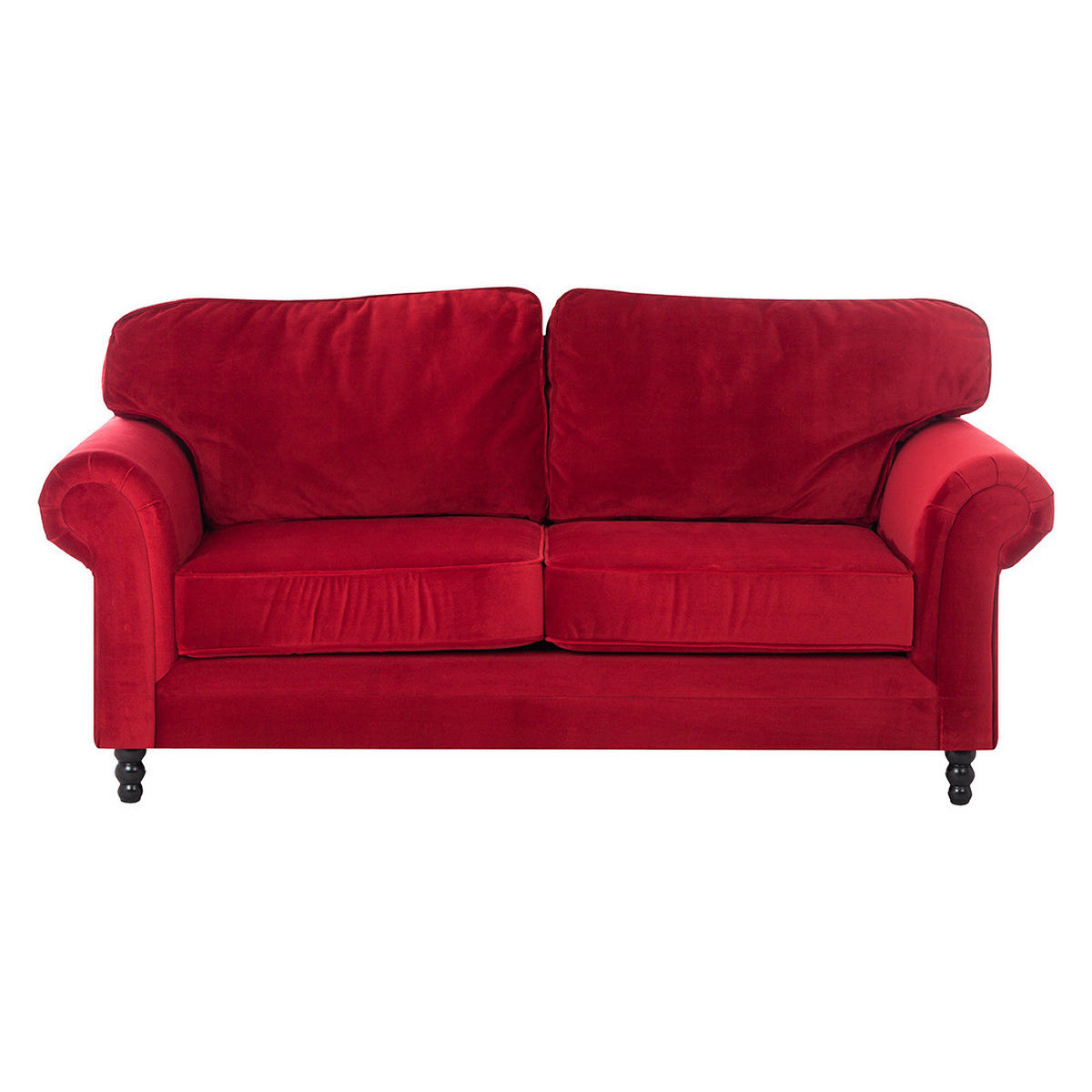 3-SITZER SOFA - Samt - Rot, Textil (202/93/100cm) - home24