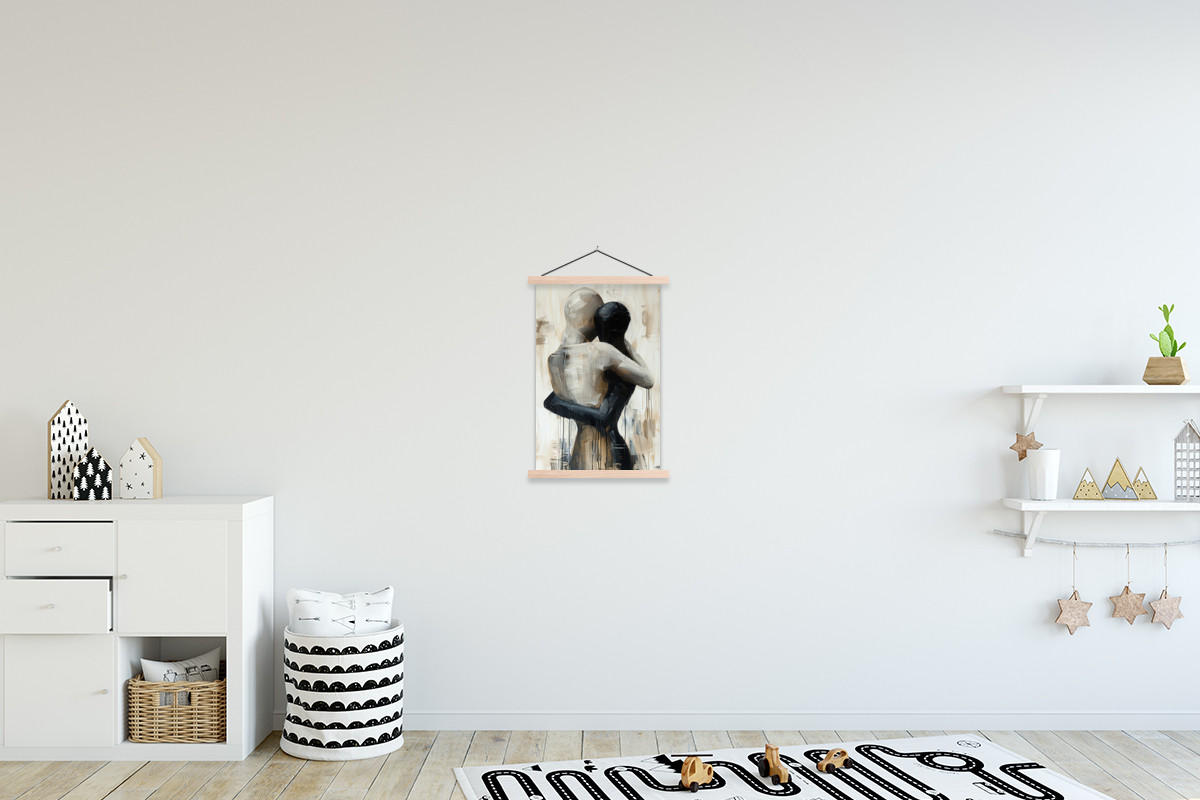 POSTER Abstrakt - Liebe - Schwarz und weiß - Modern 40x60 cm - Schwarz, Textil (40/60/0.15cm) - MuchoWow
