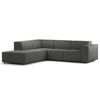 ECKSOFA mit Ottomane - Anthrazit/Schwarz, Kunststoff/Textil (260/234cm) - home24