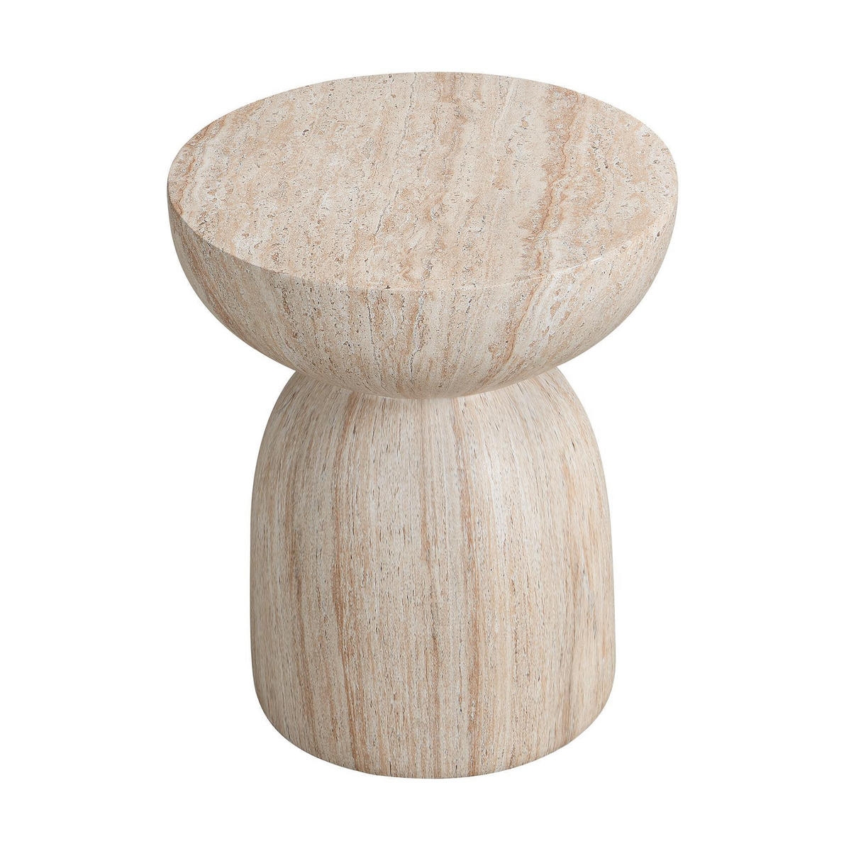 BEISTELLTISCH in Travertinoptik,aus MgO - Beige, Naturmaterialien (45/45/52.5cm) - KOMHTOM