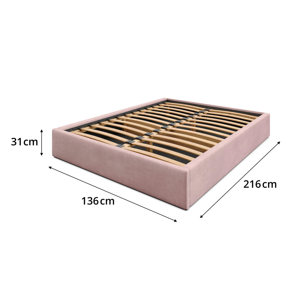POLSTERBETT 120x200cm Bett mit Stauraum Lattenrost Rosa - Rosa, Holz/Holzwerkstoff (120/200cm) - Muralo
