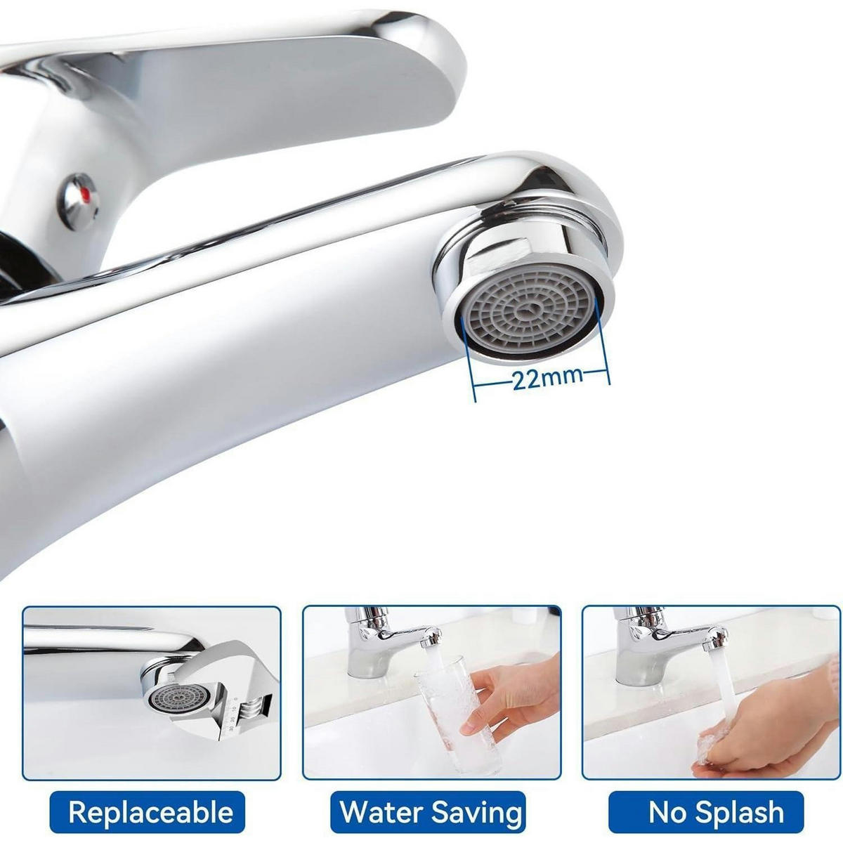 WASCHTISCHARMATUR Einhandmischer Chrom ohne Ablaufgarnitur - Silberfarben, Metall (17/6/22cm)