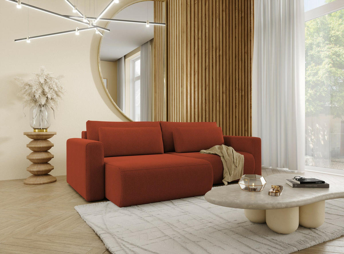 ECKSOFA mit Schlaffunktion 5-Sitzer Rot - Rot, Textil (240/149cm) - Furnisell