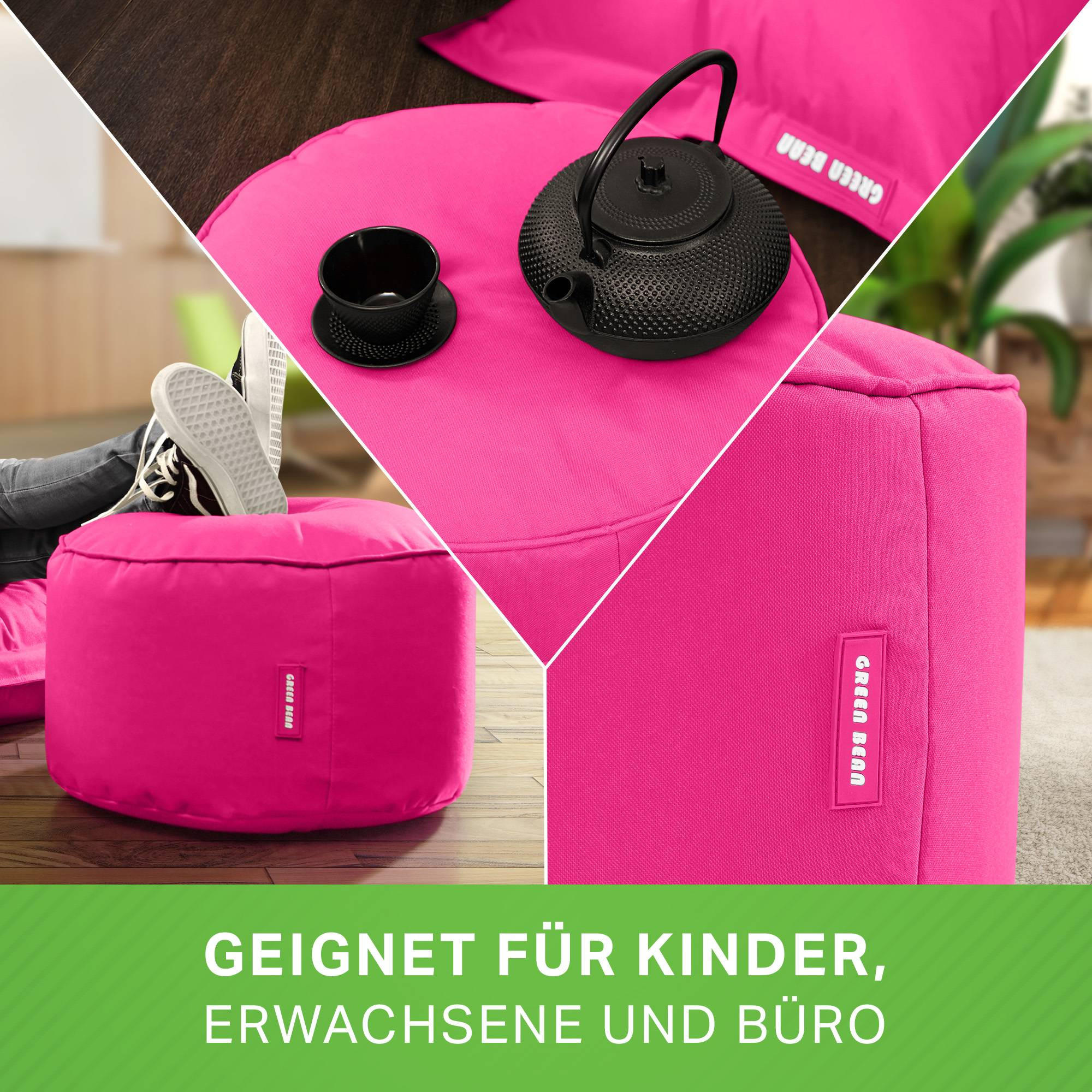 SITZSACK-HOCKER Pouf "Stay" 45x25cm - Pink, Textil (45/25/45cm) - Green Bean