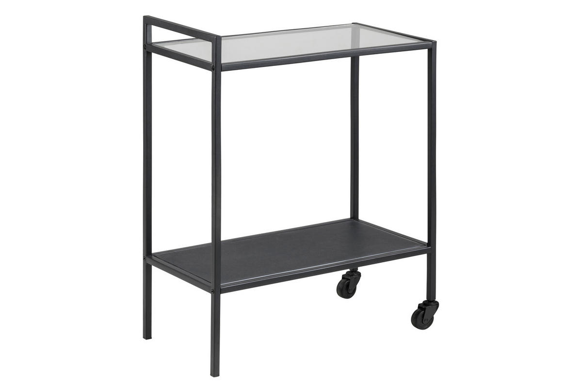 COUCHTISCH als Teewagen in klar Glas und schwarzen Metall - Weiß, Holzwerkstoff (30/60/75cm) - ebuy24
