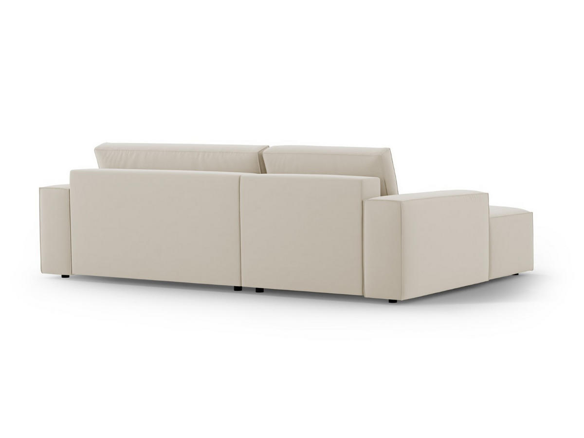 ECKSOFA ausklappbar links mit Container Jodie aus Samt dunkelbeige 3 Sitzplätze - Mokka, Textil (246/151cm) - Micadoni