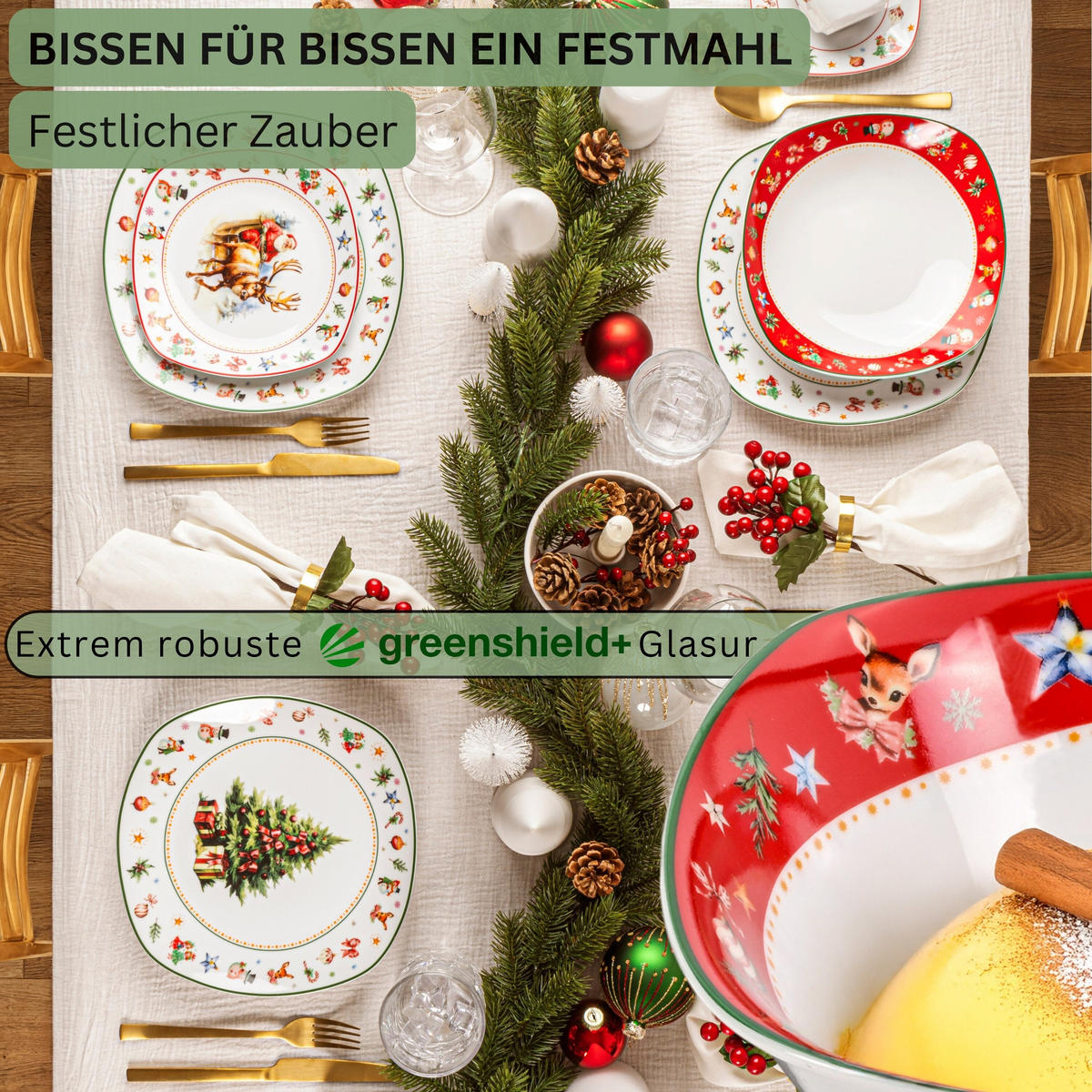 MÜSLISCHALEN SET BILGOLA CHRISTMAS DESIGN - 6 teilig aus Porzellan - Weiß, Keramik (34cm) - Sänger
