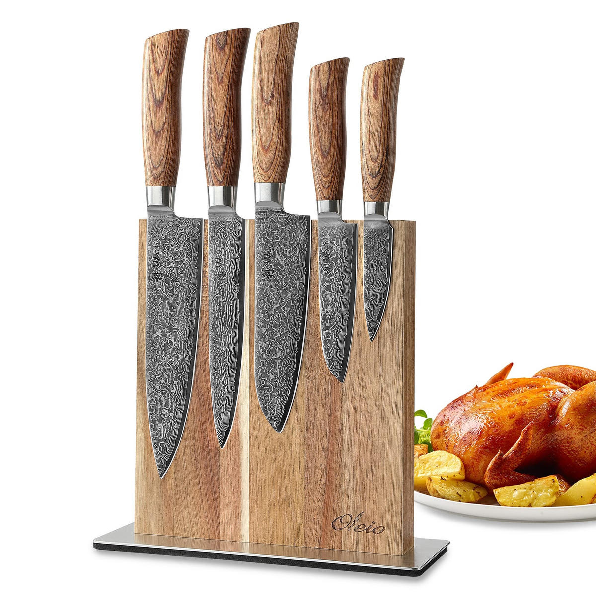 MESSERSET 5-TEILIG 8–20 cm - Braun, Holz/Metall - Wakoli