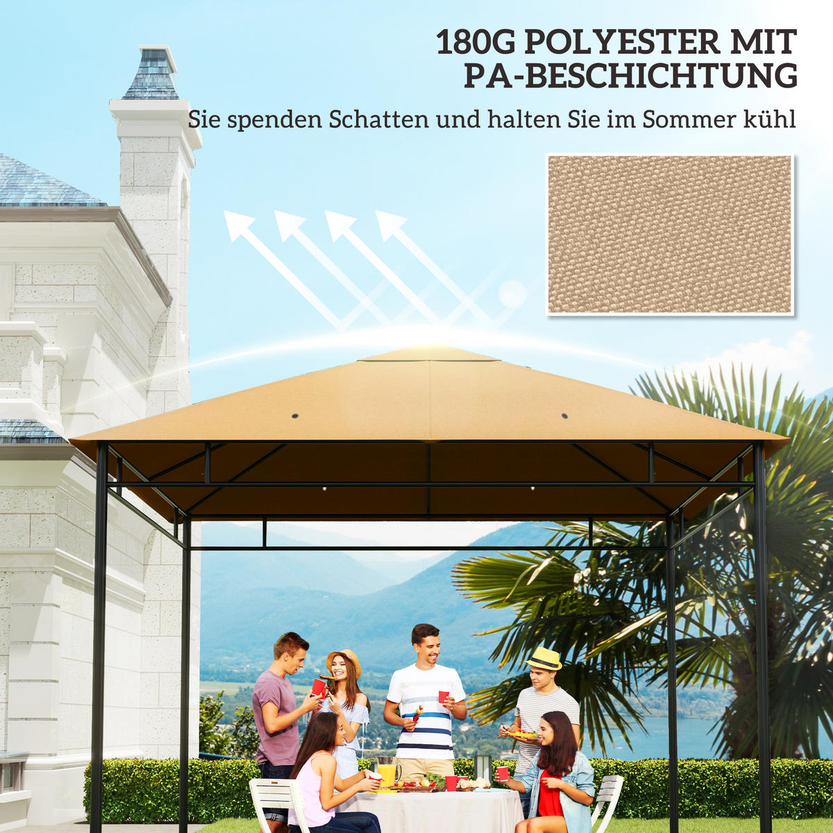 ERSATZDACH für Gartenpavillon DE-06036 298/295 cm Beige - Beige, Textil (295/298cm) - ComfortXL