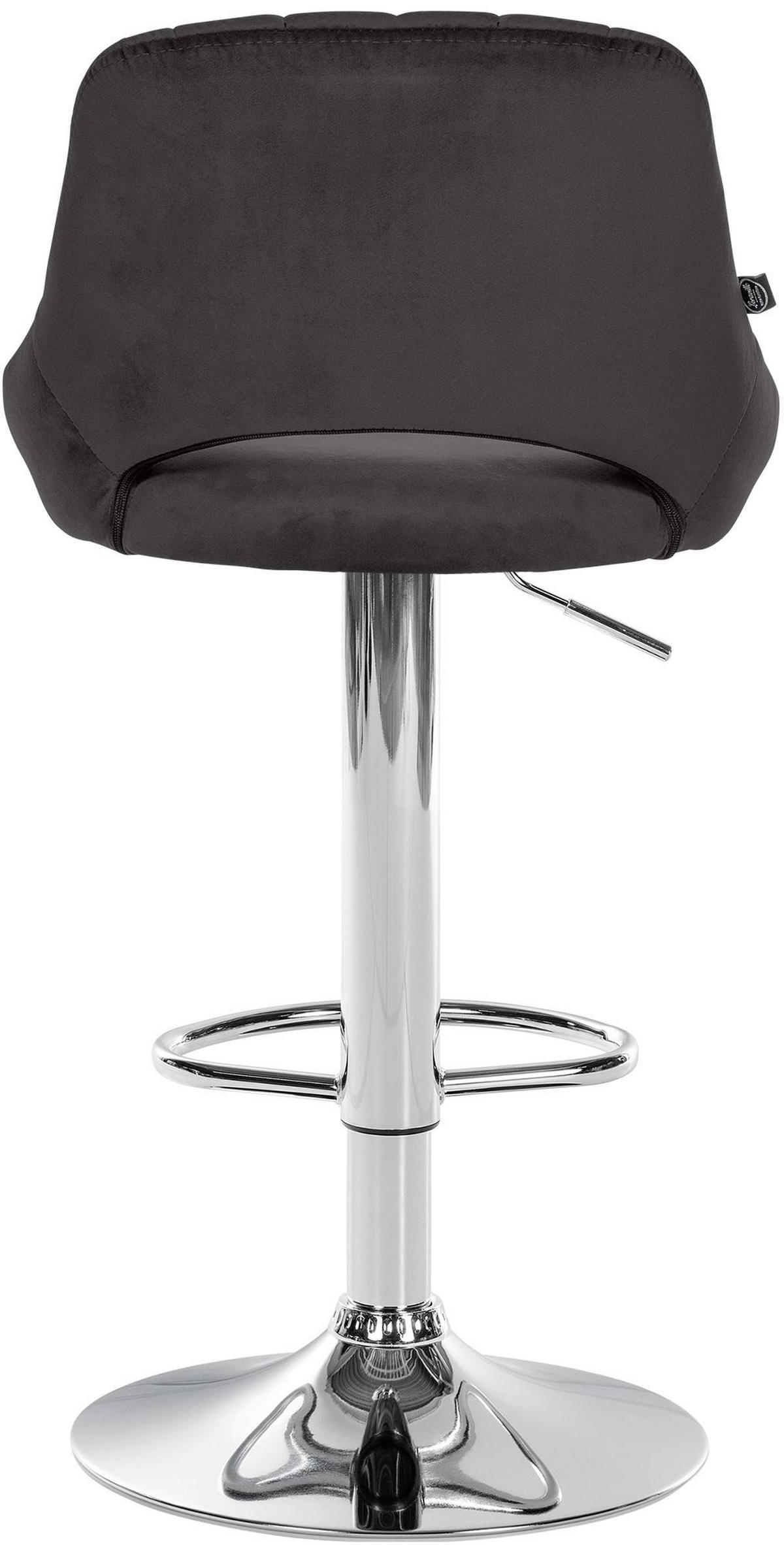 BARHOCKER Samt Schwarz - Chromfarben/Schwarz, Textil/Metall (47/85/48cm) - CLP