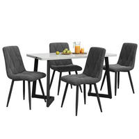 ESSTISCHSET 117x68 Cm Mit 4 Stühlen, Rechteckig, Dunkelgrau Twill, Schwarz - Grau, Holzwerkstoff (117/75/68cm) - FLIEKS