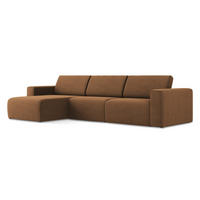 ECKSOFA Links Strukturstoff Stoff Orange - Beige/Terra cotta, Kunststoff/Textil (167/314cm) - Makamii