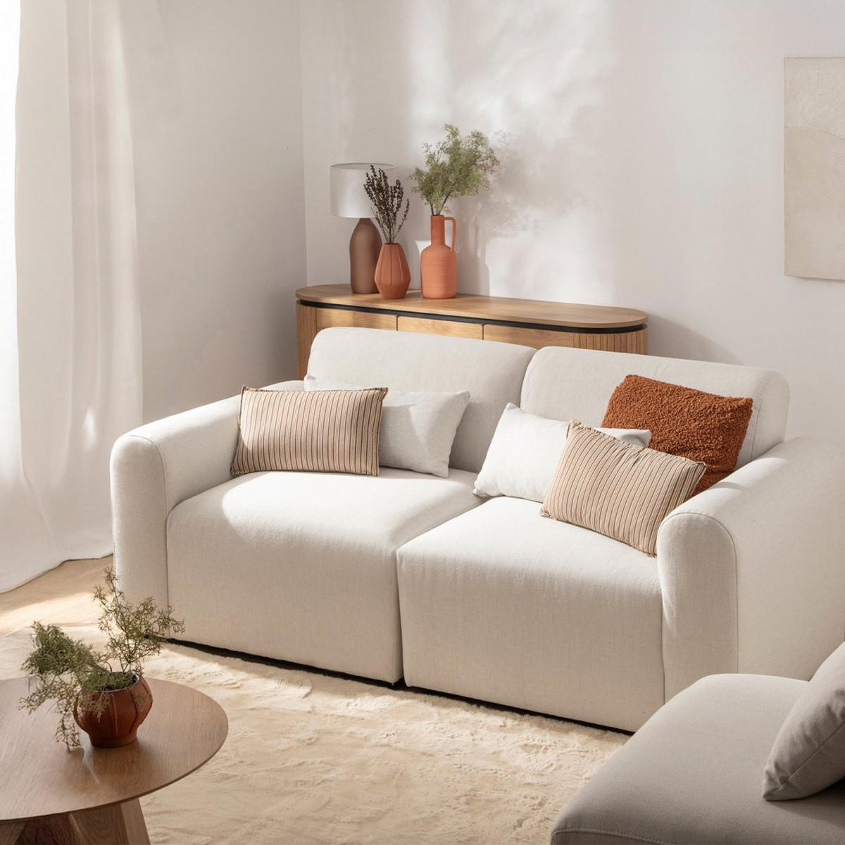 SOFA-ZWEISITZER Cillian Beige 200 cm x 87 cm - Beige, Textil (200/87/90cm) - Klast Home