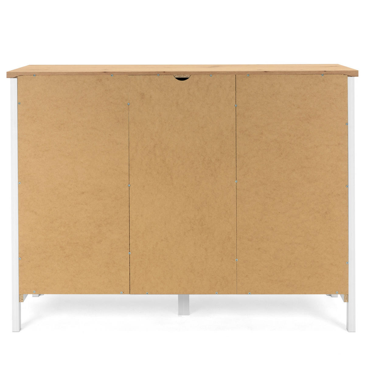 SIDEBOARD 120/90/40 cm Weiß, Natur - Chromfarben/Weiß, Holz (120/90/40cm) - Homestyle4u
