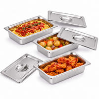 RECIPIENT Argintiu set-3 inox GN 1/4 cu capace - argintiu, metal - Relaxdays