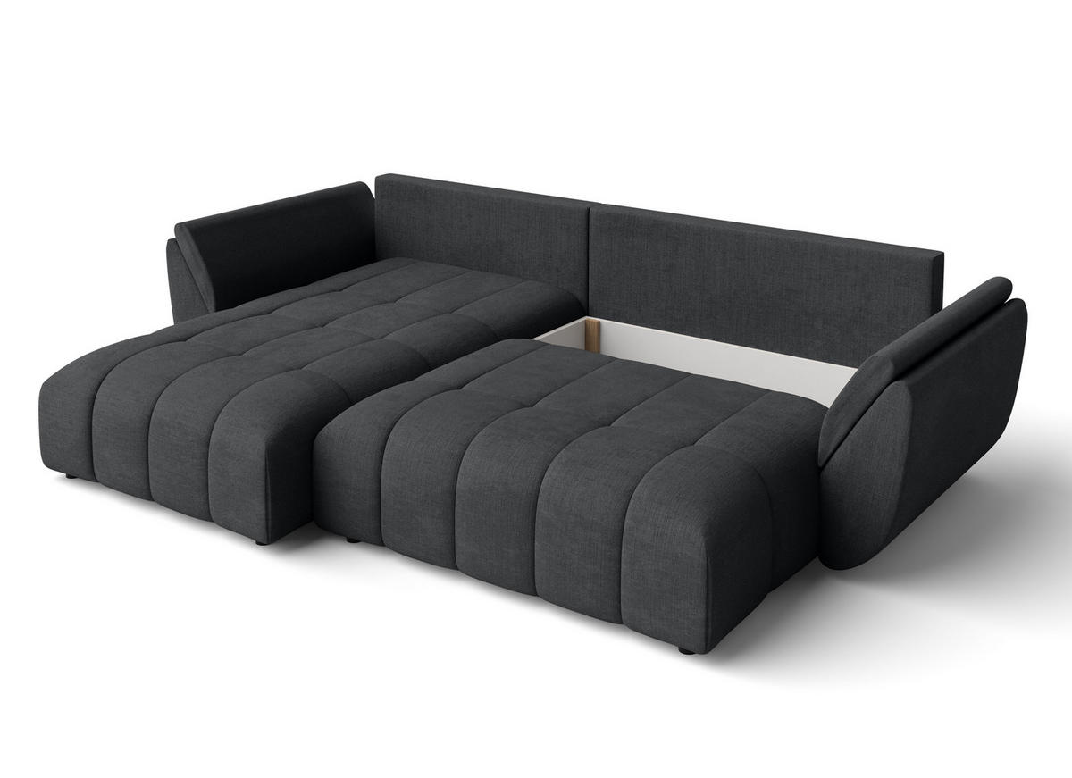 ECKSOFA L Form Verciani Dunkelgrau 266/190/91 cm mit Schlaffunktion - Dunkelgrau/Schwarz, Kunststoff/Textil (266/190cm) - AX Living